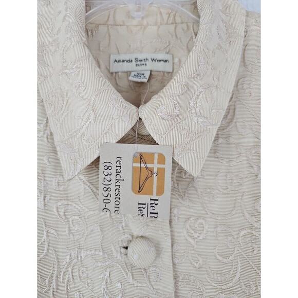 AMANDA SMITH Suit ~Woman Plus Size 16W~ Beige Texture Fabric Jacket Blazer NWOT. - Picture 7 of 9